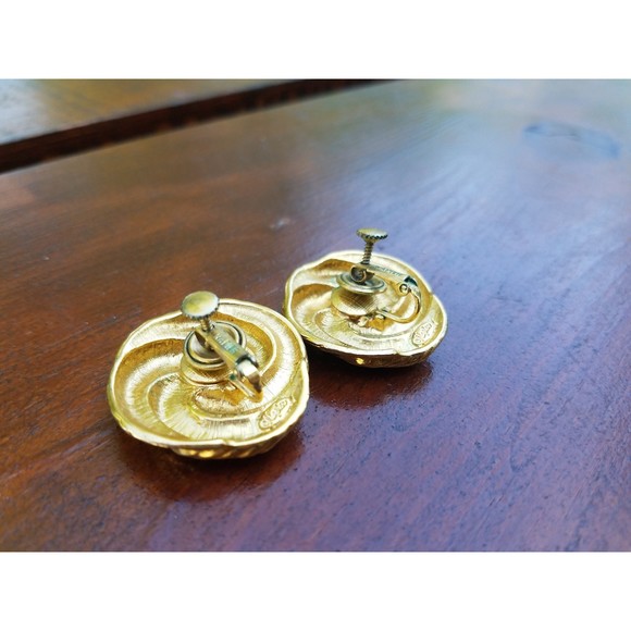 Napier Gold Tone Screwback Earrings - Picture 9 of 10